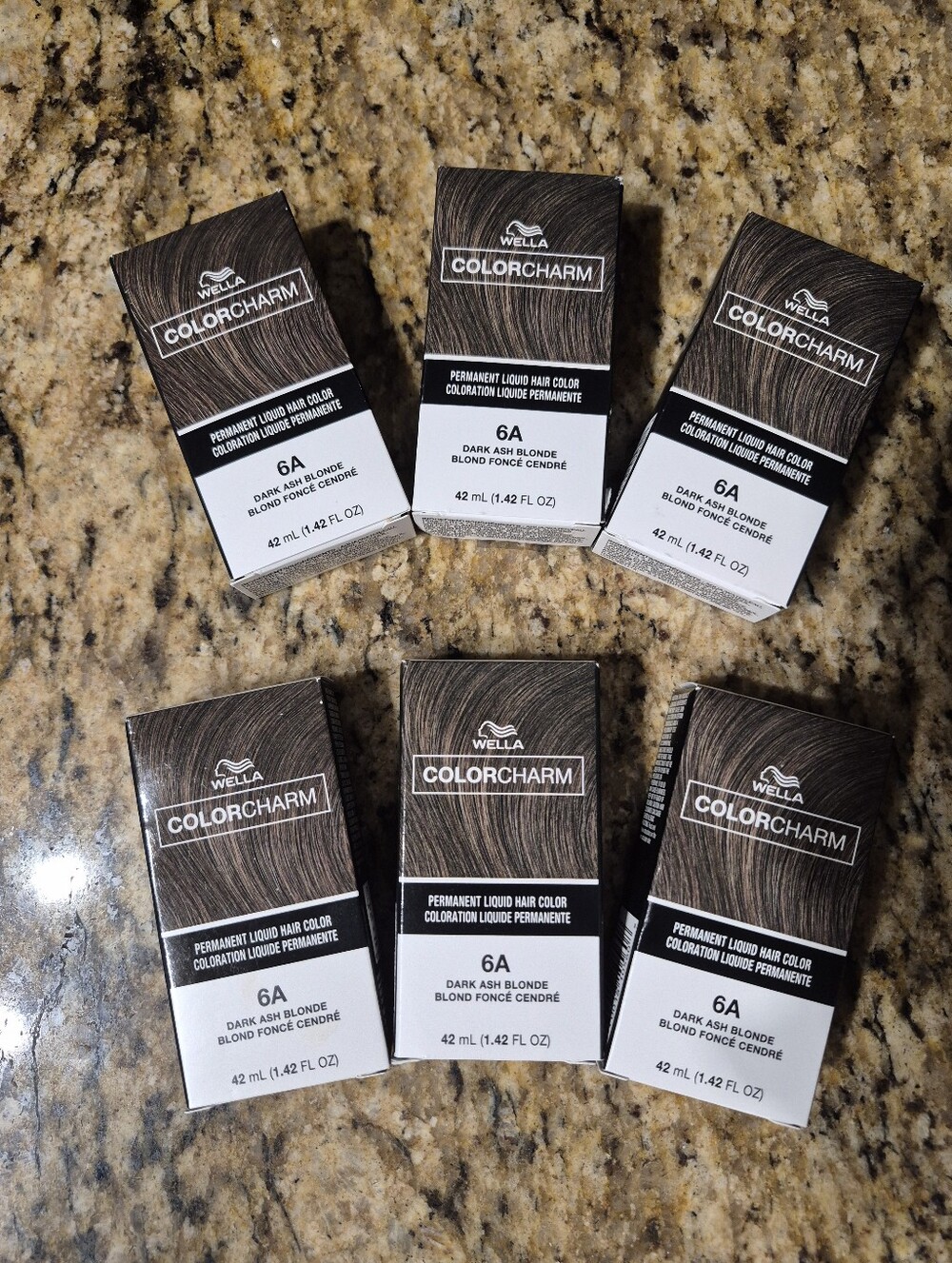 Wella ColorCharm 6A Dark Ash Blonde Permanent Liquid Hair Color, Lot Of 6